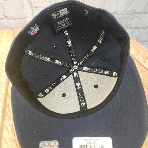 New Era Chicago Bears fitted hat navy blue nfl patch logo NE tech 59FIFTY sz 7 - Picture 5 of 9
